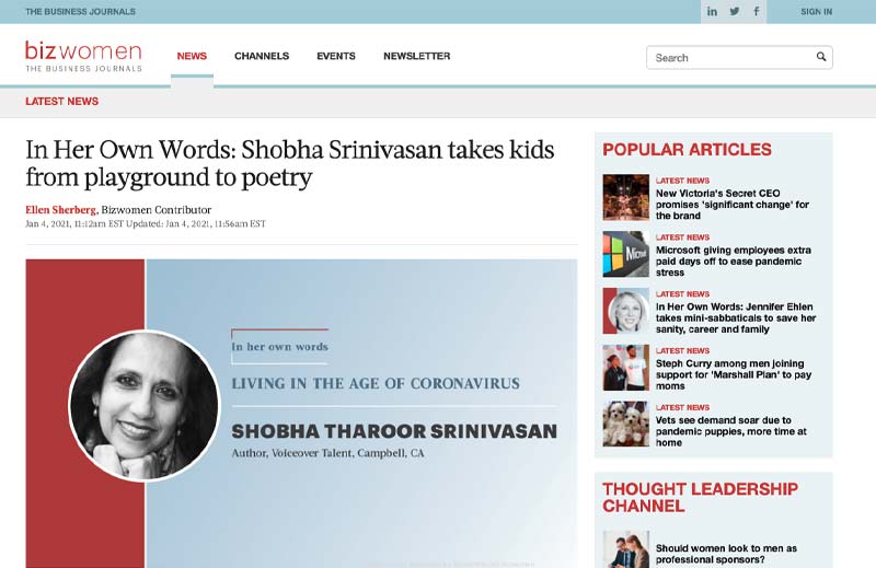 Shobha Srinivasan takes kids from playground to poetry Article