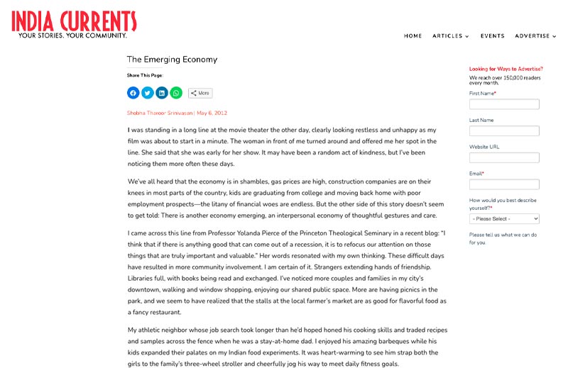 The Emerging Economy - India Currents